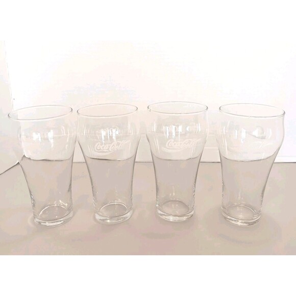 Set Of 4 Vtg Clear Coca-Cola "Enjoy Coke" Soda Fountain Glasses Tumblers 16oz - Picture 9 of 14
